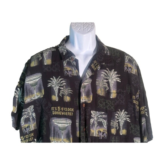 BIG DOGS Men's Short Sleeve Button Down 5 O'Clock Somewhere Shirt Black XL - Picture 2 of 5